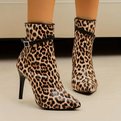 Leopard Pointed Toe Ankle Boots