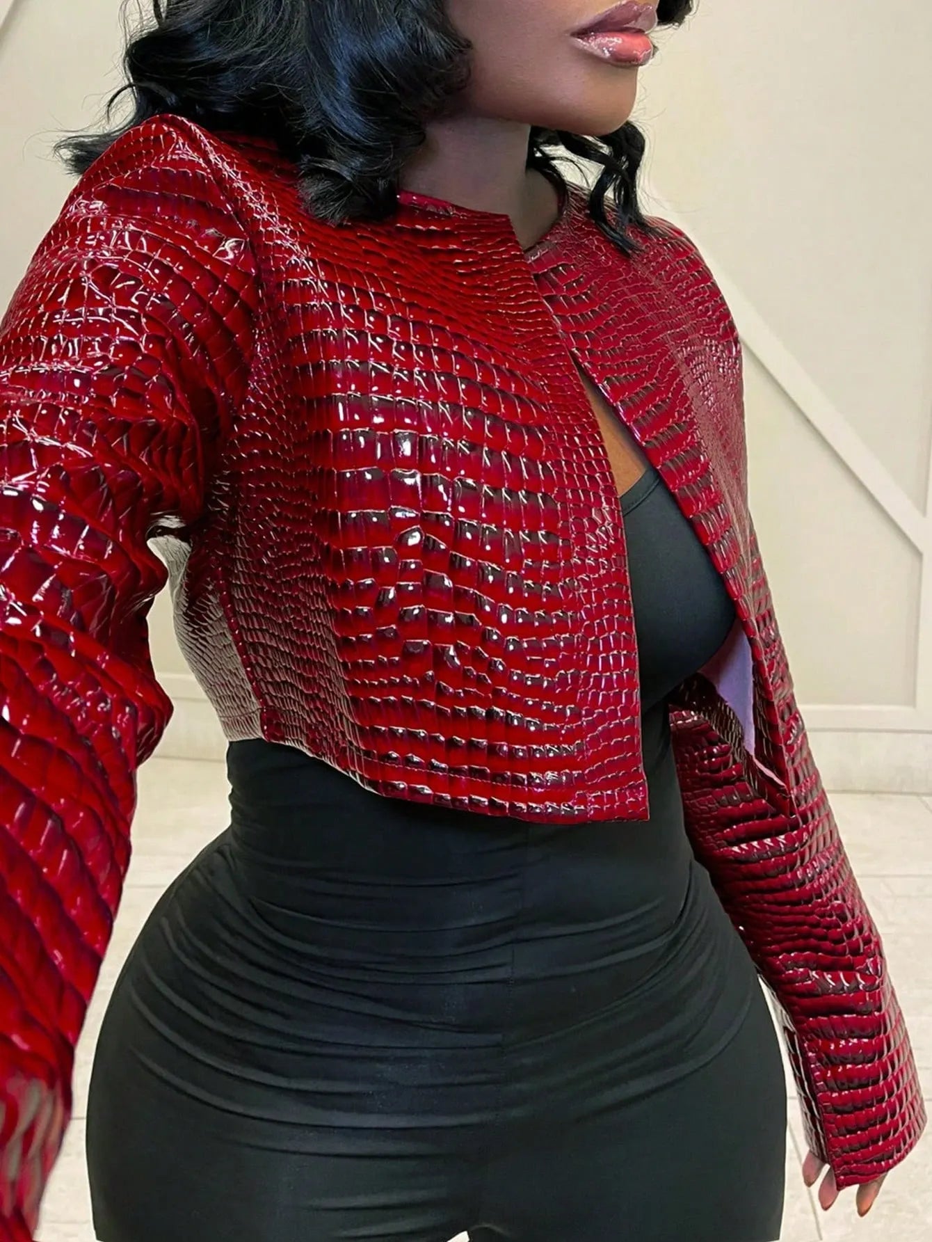 Round Neck Crop Top Jacket