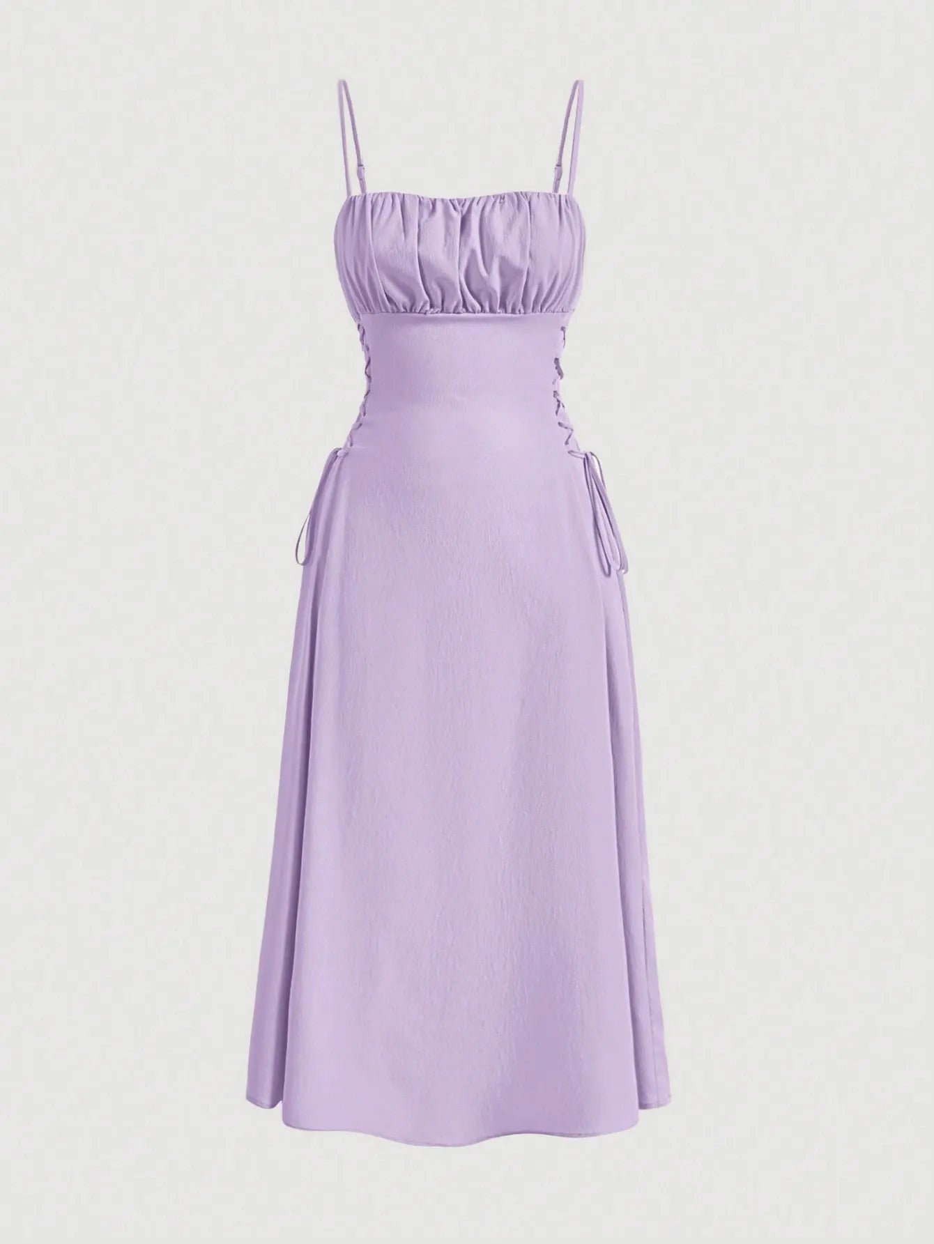 Ruched Lace Up Cami Dress
