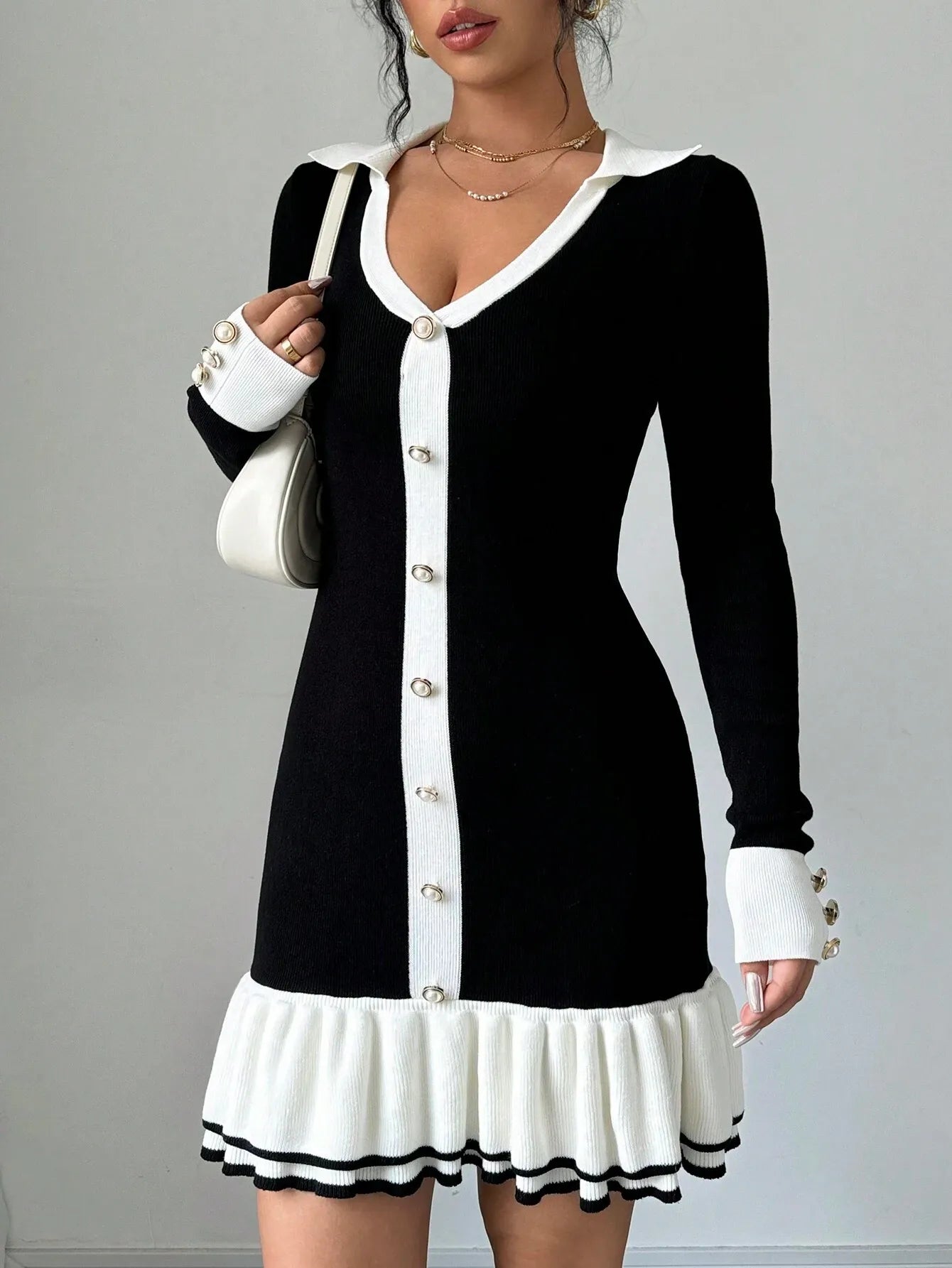 Round Neck Elegant Knitted Dress