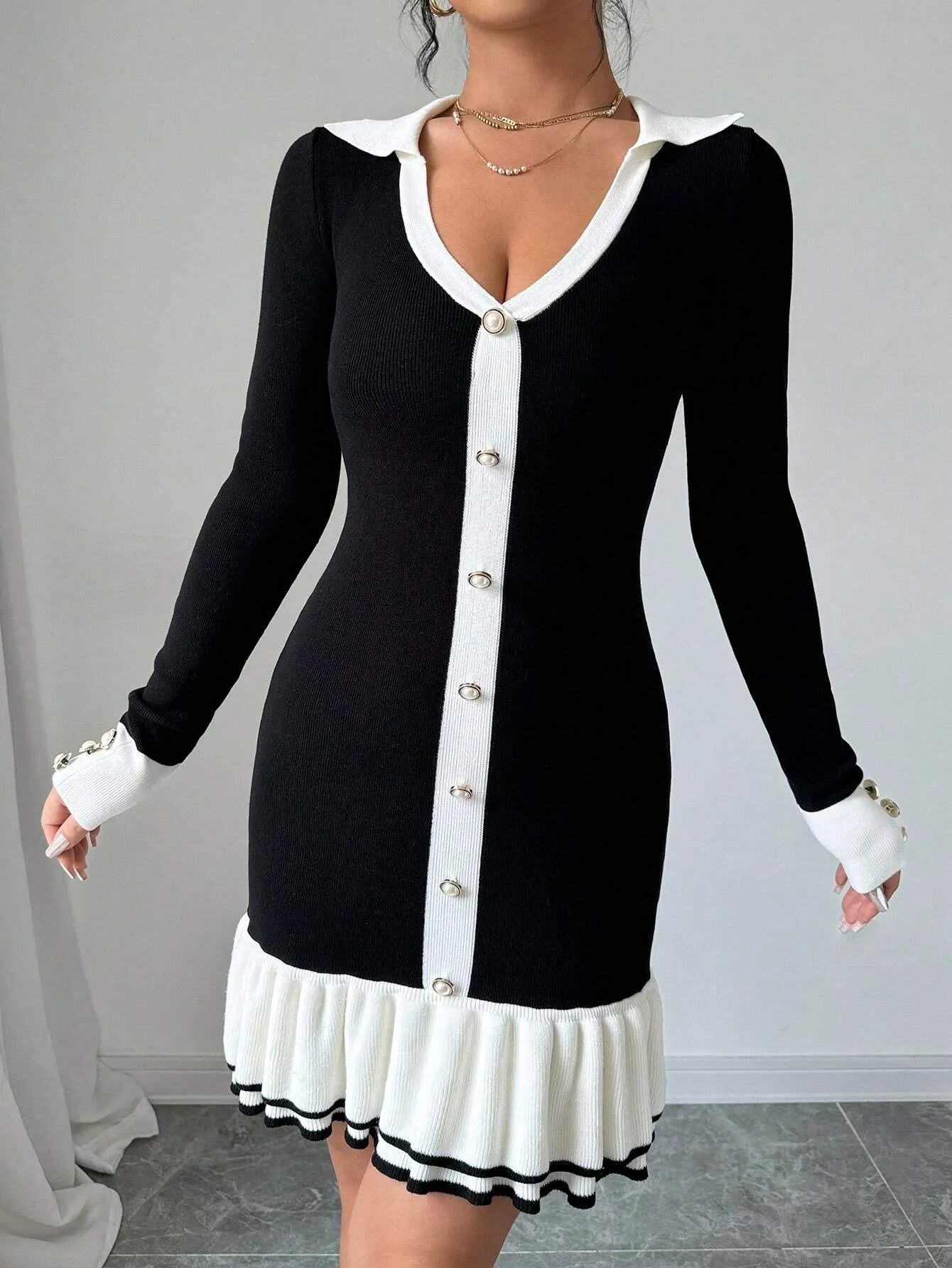 Round Neck Elegant Knitted Dress