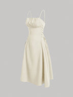 Ruched Lace Up Cami Dress