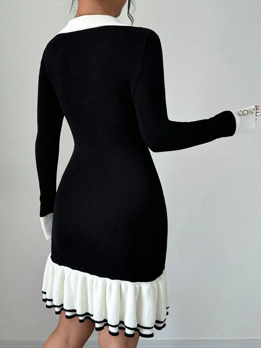 Round Neck Elegant Knitted Dress