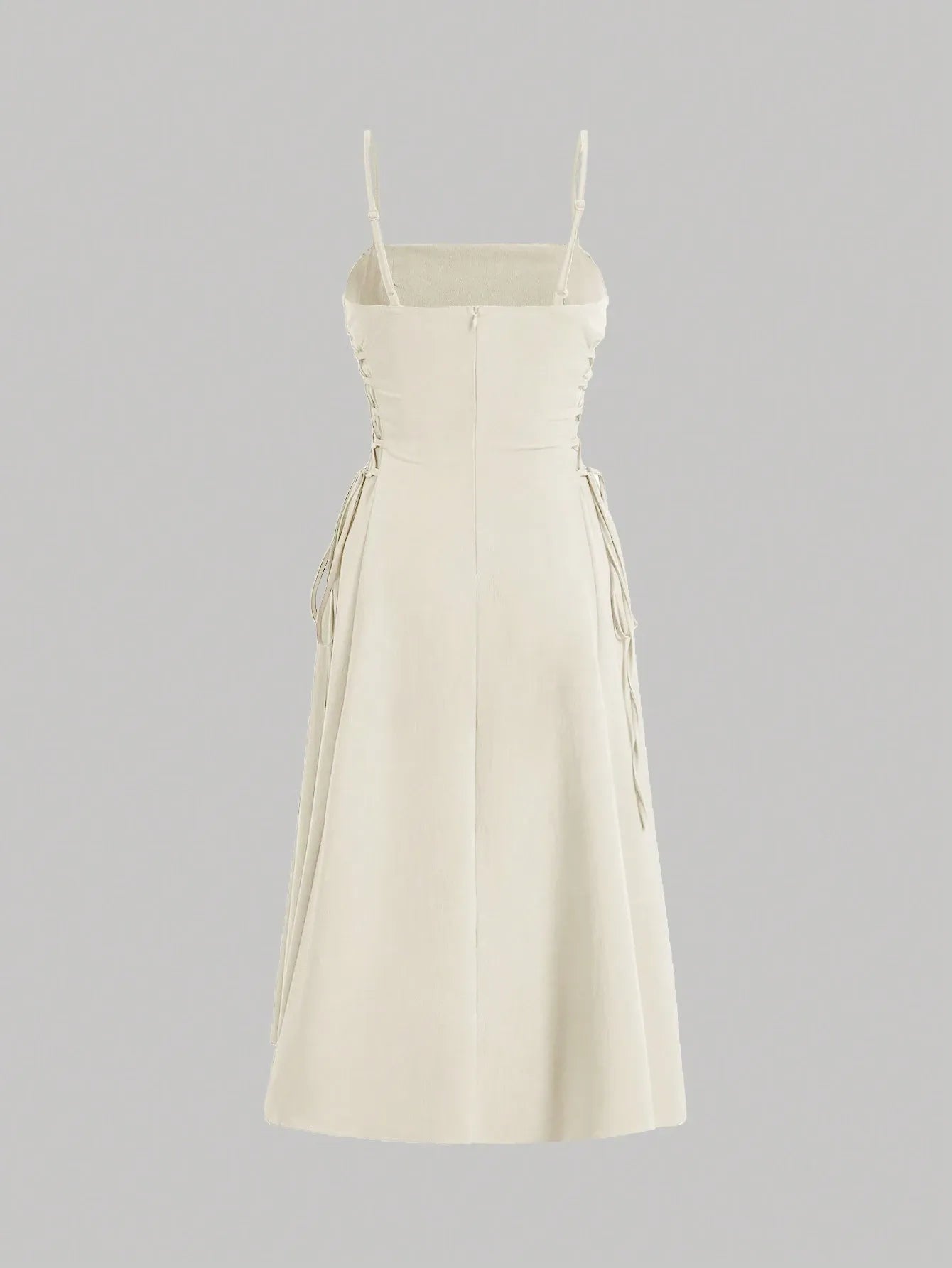 Ruched Lace Up Cami Dress