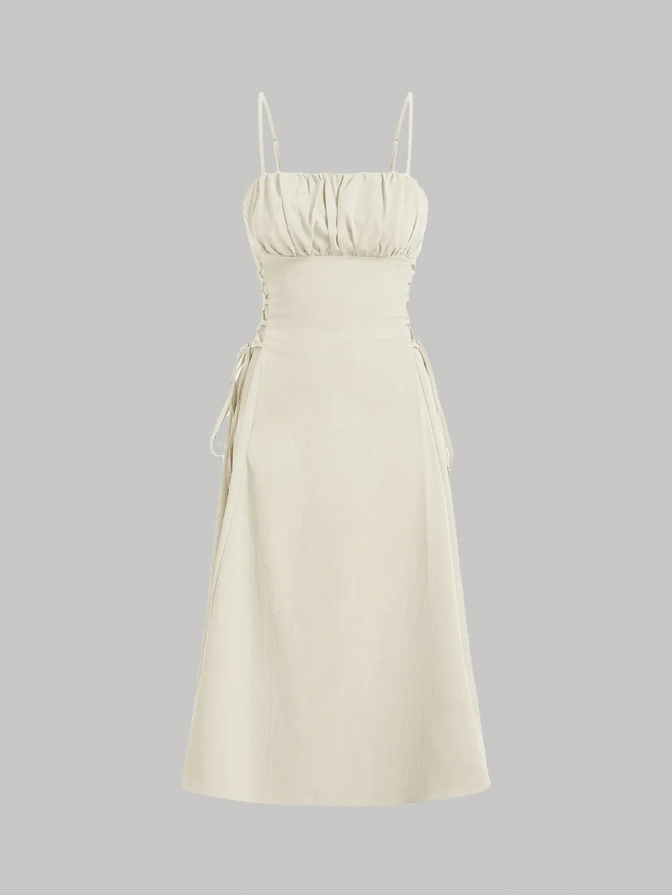 Ruched Lace Up Cami Dress