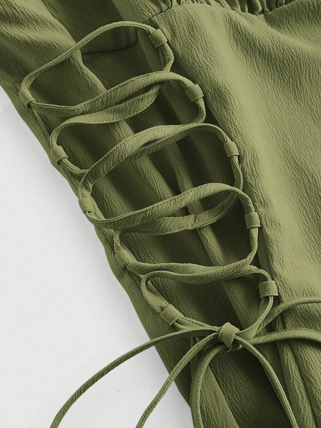 Ruched Lace Up Cami Dress