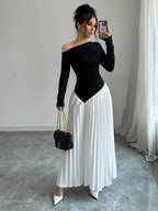 Asymmetrical Neck Ruched Elegant Dress