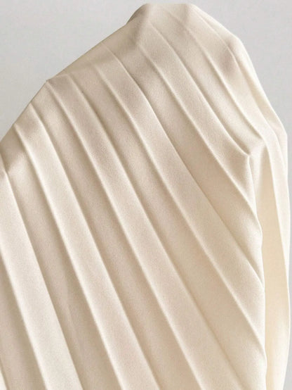 Long Sleeve Pleated Elegant Dress