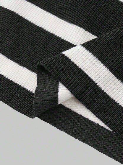 Lapel Collar Striped Slim Fit Dress
