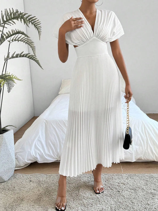 V-Neck Cinching Waist Dress
