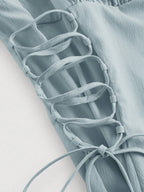 Ruched Lace Up Cami Dress