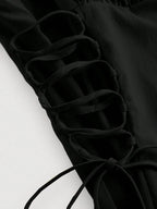 Ruched Lace Up Cami Dress