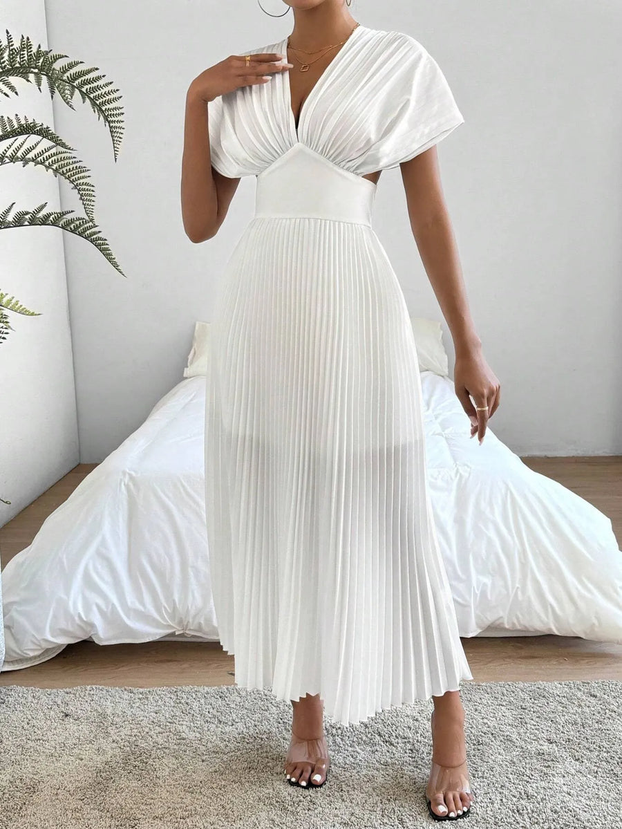 V-Neck Cinching Waist Dress