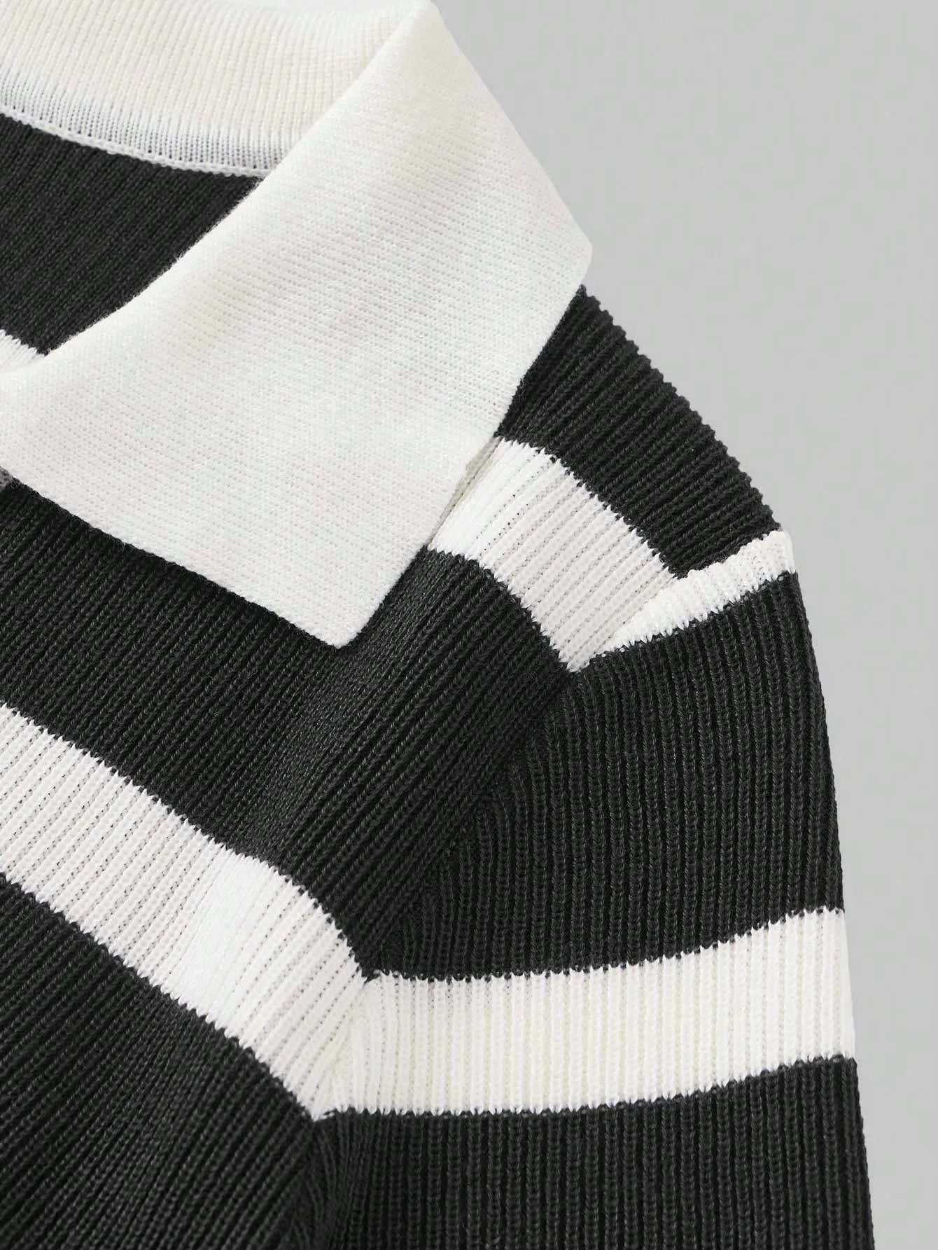 Lapel Collar Striped Slim Fit Dress