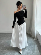 Asymmetrical Neck Ruched Elegant Dress