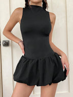 High Neck Open Back Short Dress