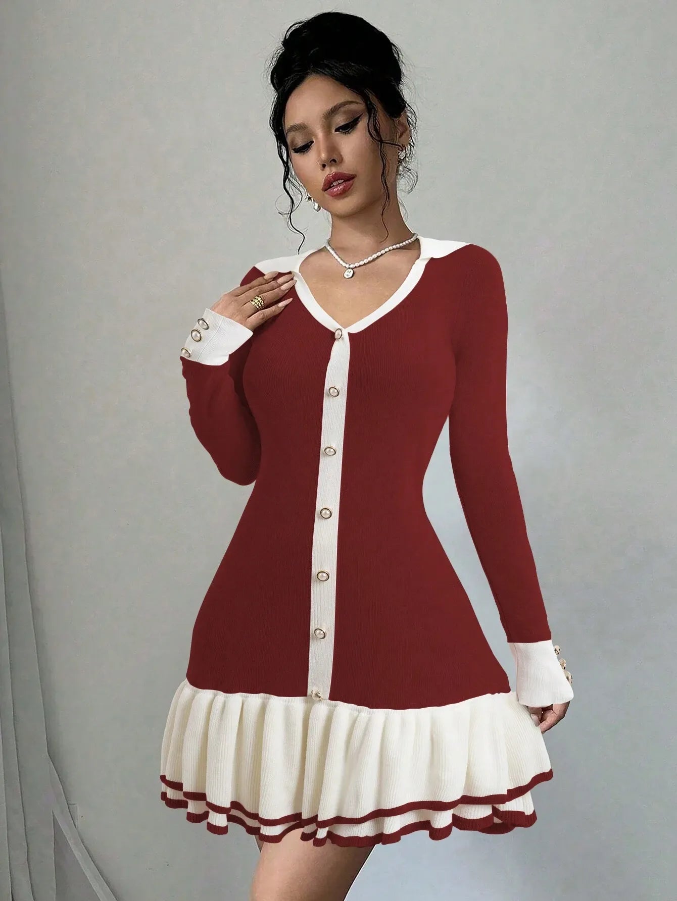 Round Neck Elegant Knitted Dress