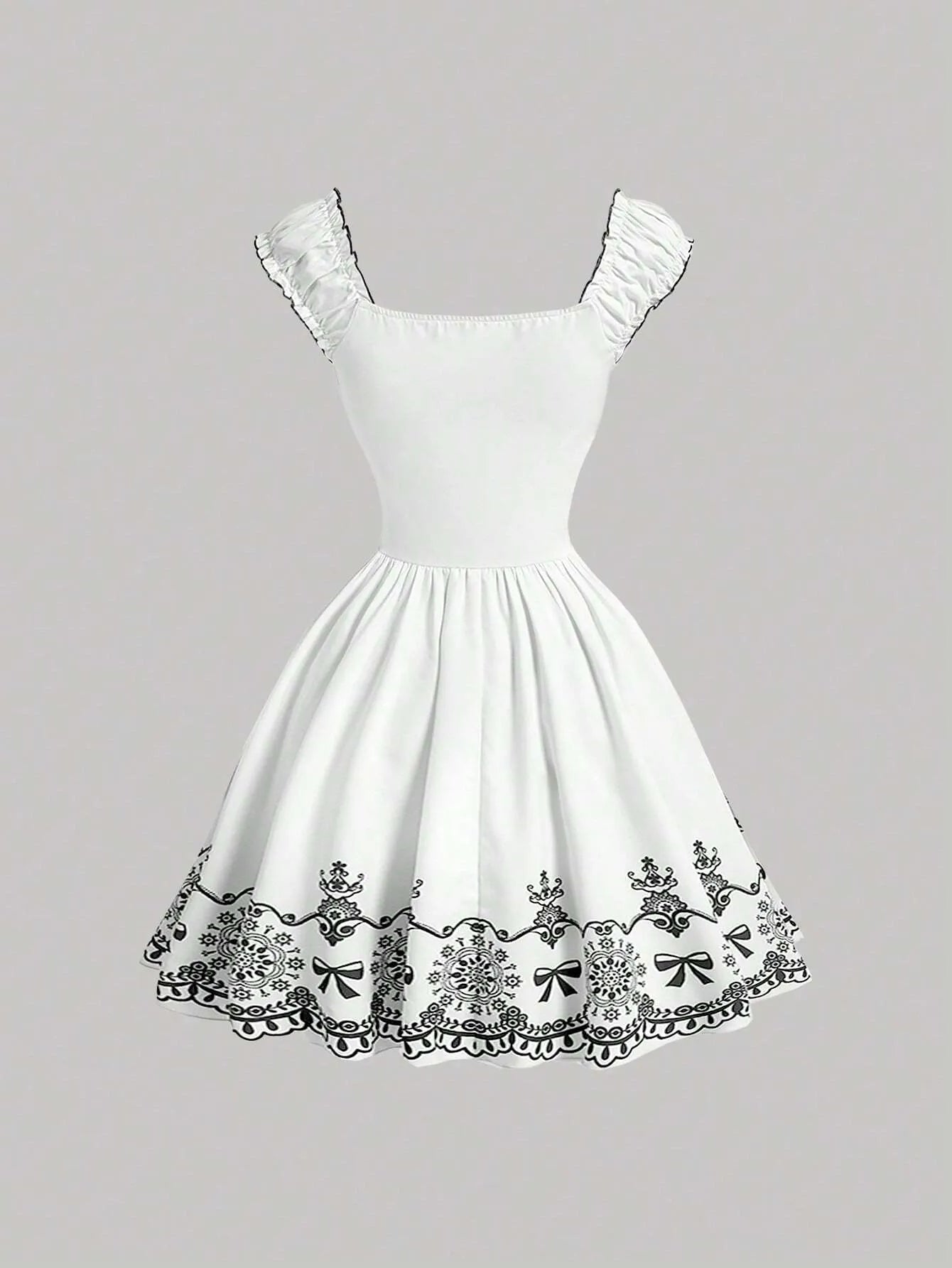 Floral Ruched Ruffle Hem