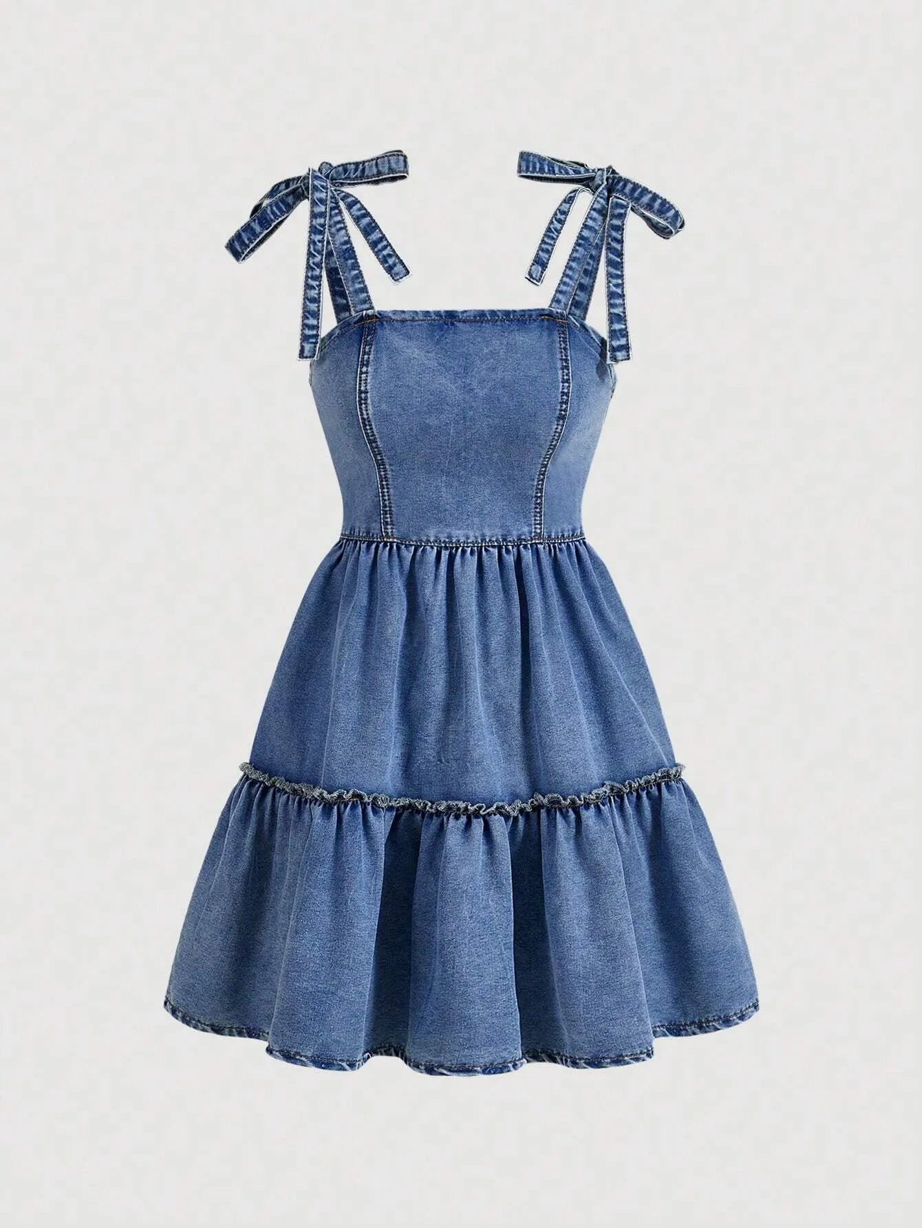 Tie-Up Straps Denim Dress