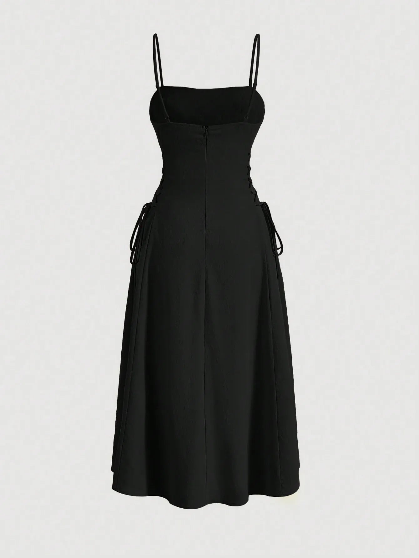 Ruched Lace Up Cami Dress