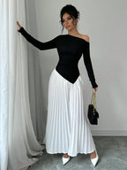 Asymmetrical Neck Ruched Elegant Dress