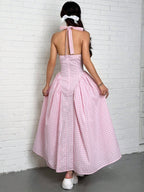 Halter Neck Sleeveless Long Hem Dress