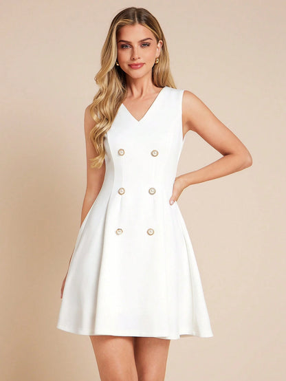V-Neck A-Line Elegant Mini Dress