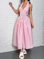 Halter Neck Sleeveless Long Hem Dress