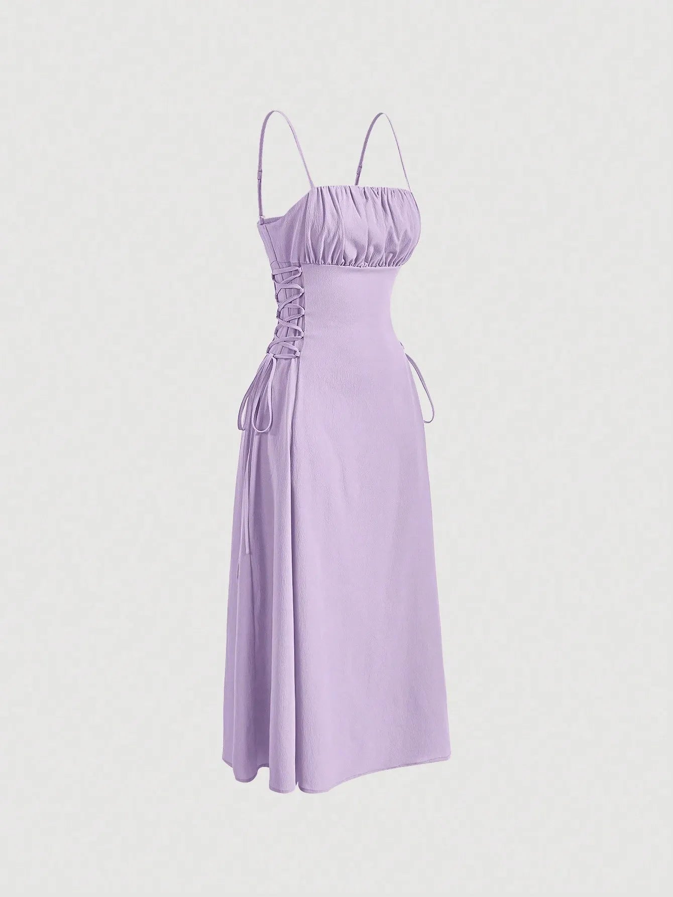 Ruched Lace Up Cami Dress