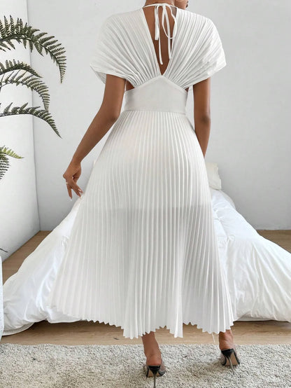 V-Neck Cinching Waist Dress
