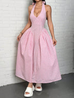 Halter Neck Sleeveless Long Hem Dress