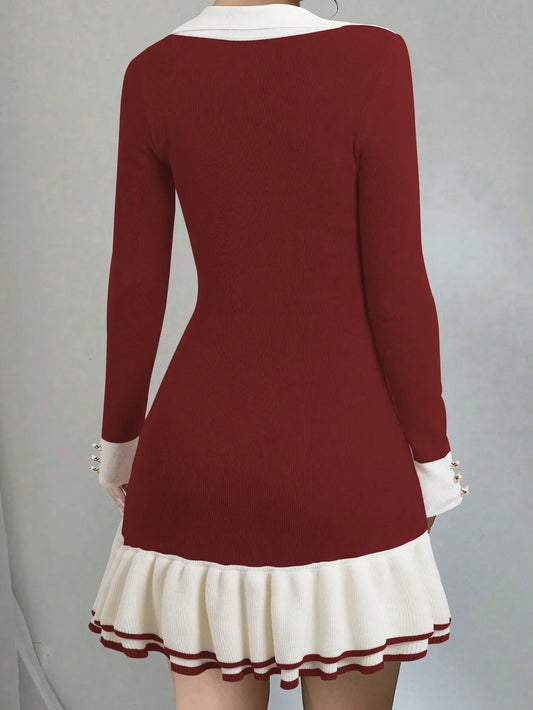 Round Neck Elegant Knitted Dress