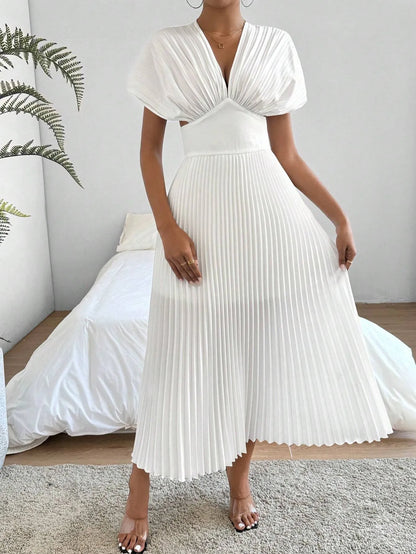 V-Neck Cinching Waist Dress