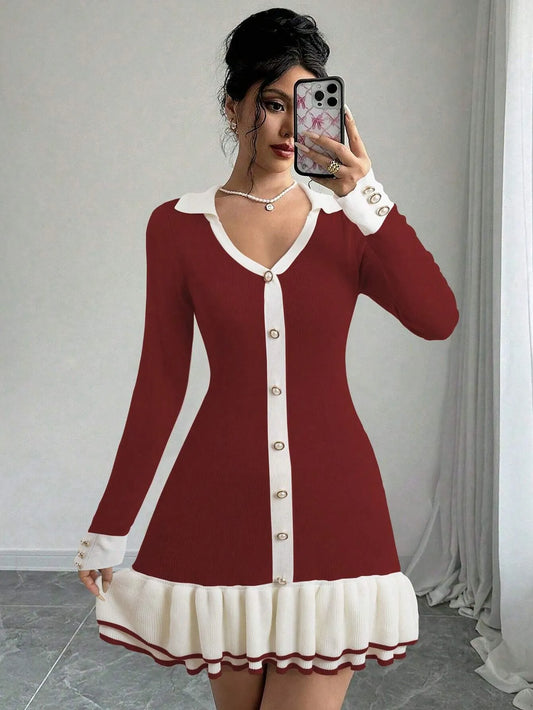 Round Neck Elegant Knitted Dress