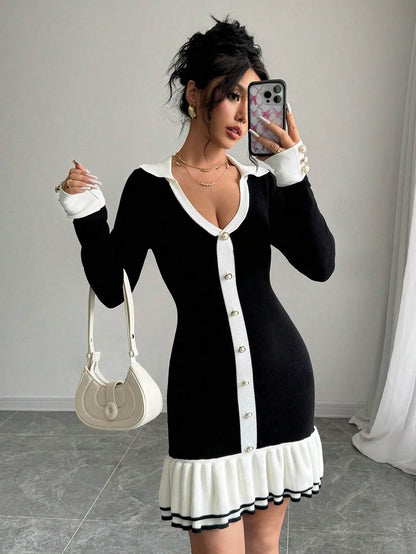 Round Neck Elegant Knitted Dress