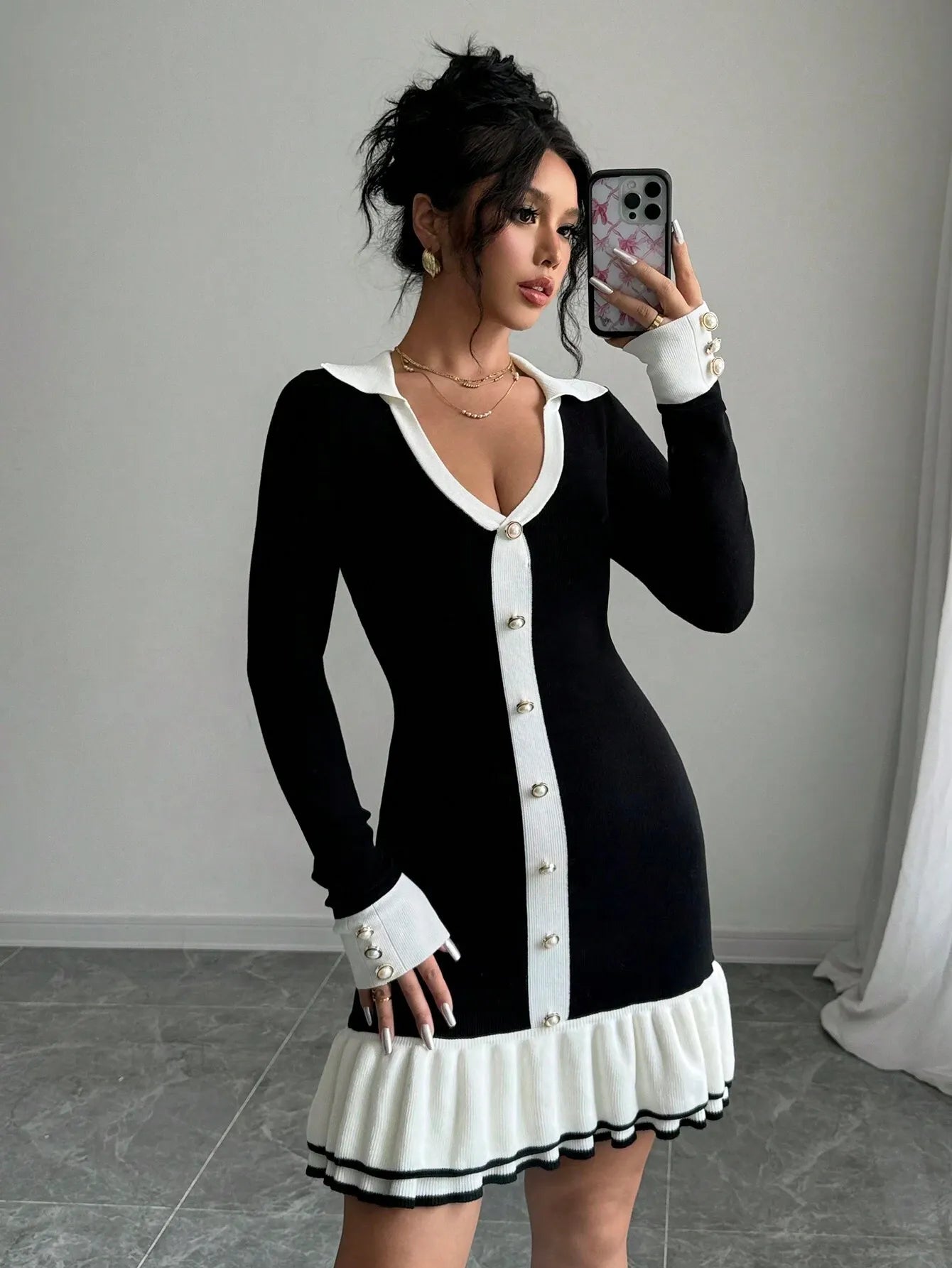 Round Neck Elegant Knitted Dress