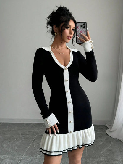 Round Neck Elegant Knitted Dress
