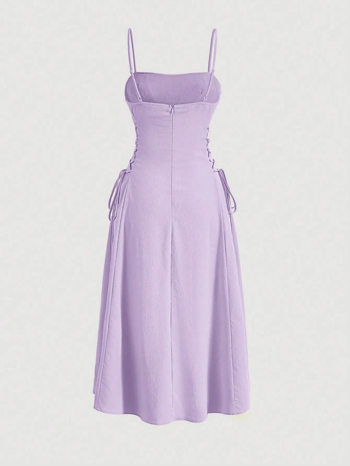 Ruched Lace Up Cami Dress