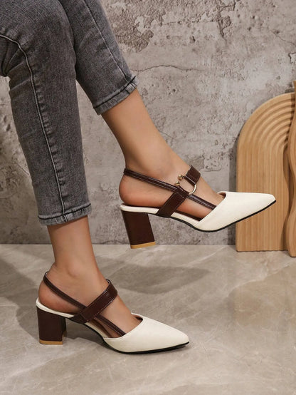 Pointed Toe Slip-On Chunky Heel