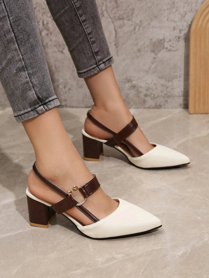 Pointed Toe Slip-On Chunky Heel