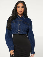 Flap Detail Drop Shoulder Denim Jacket