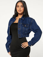 Flap Detail Drop Shoulder Denim Jacket