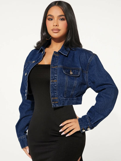 Flap Detail Drop Shoulder Denim Jacket