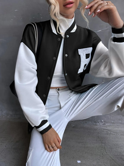 Letter R Drop Shoulder Varsity Jacket