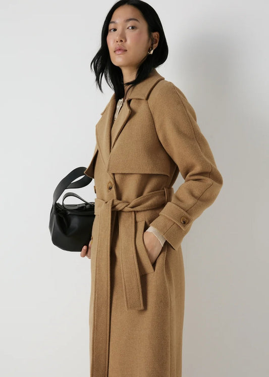 Elegant Lapel Long Windbreaker