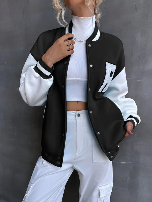 Letter R Drop Shoulder Varsity Jacket