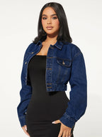 Flap Detail Drop Shoulder Denim Jacket