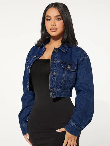 Flap Detail Drop Shoulder Denim Jacket