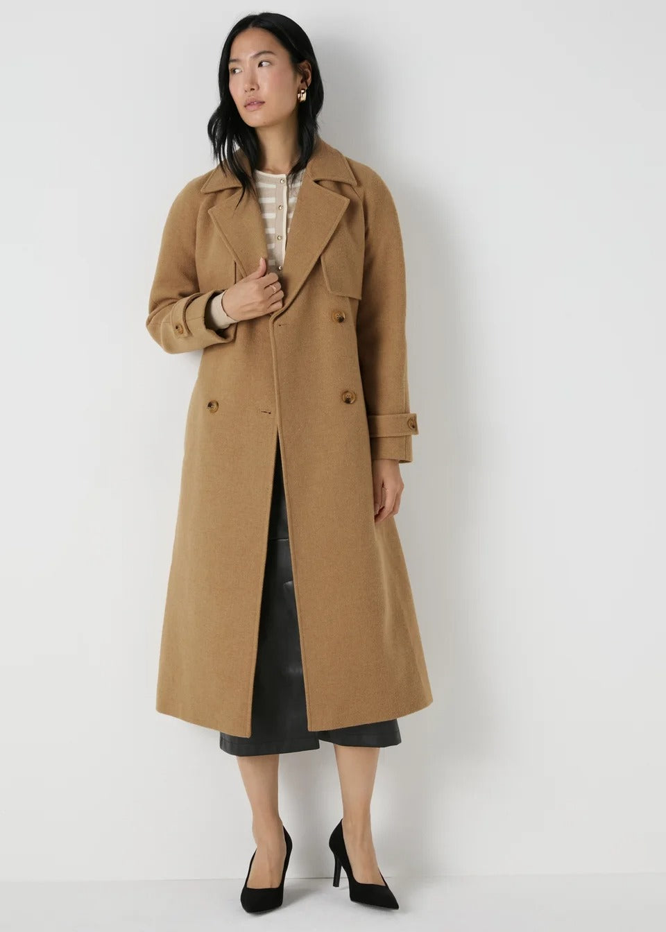 Elegant Lapel Long Windbreaker