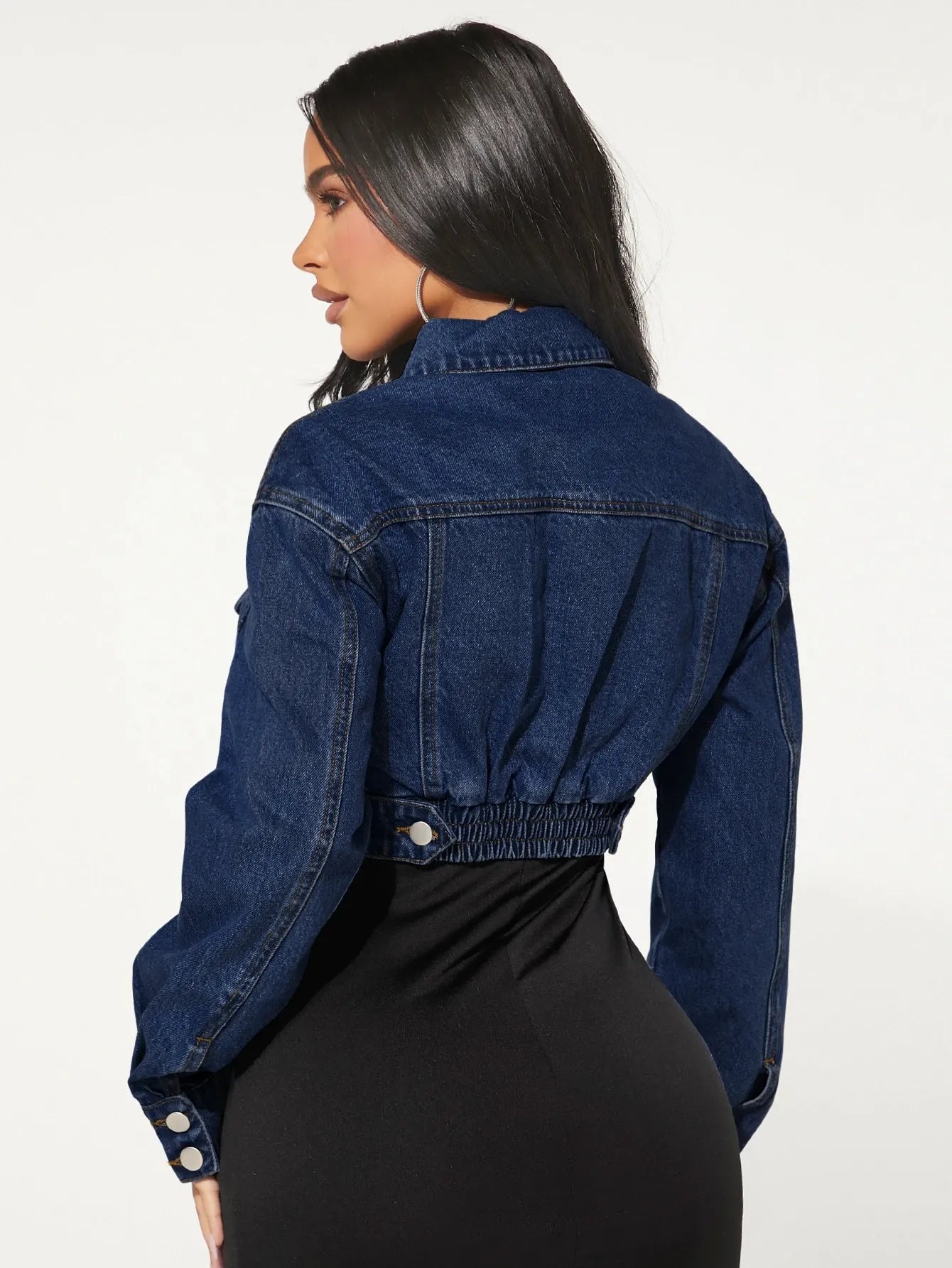 Flap Detail Drop Shoulder Denim Jacket